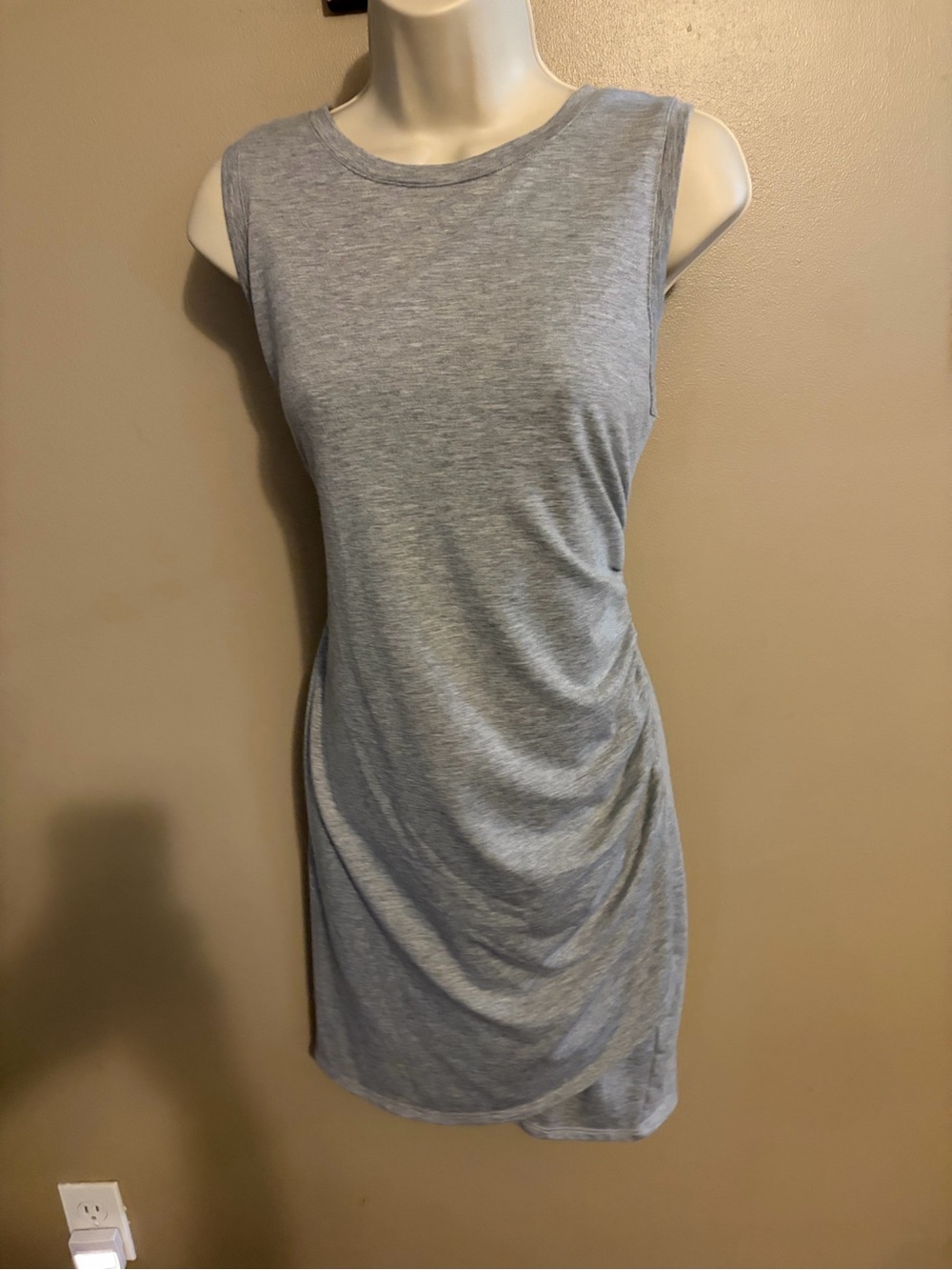 Nine West Heather Gray Sleeveless Ruched Sheath Dress